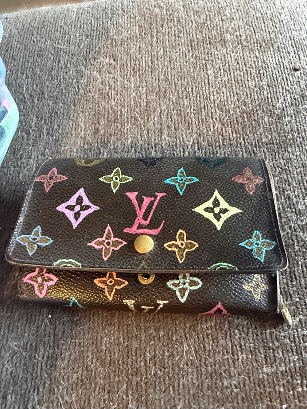 AUTHENTIC HAND PAINTED CUSTOM Louis Vuitton Monogram Porte-Monnaie Tresor wallet